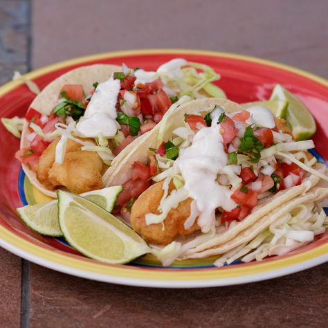 Ensenada Style Fish Tacos with Cilantro Lime Crema — Culinary Seasons Ensenada Fish Tacos Recipe, Cod In The Oven, Cilantro Lime Crema, Fried Fish Tacos, Quick Salsa, Lime Crema, Fried Cod, Hot Corn, Taco Ingredients