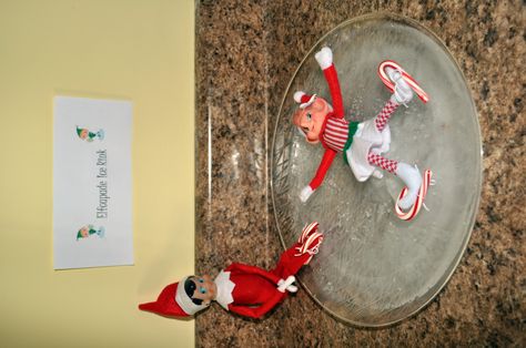 12.18.11    Kadie Spent the Night at Mason and Aunt Mel's House and Her Elf Knew Where to Go So She Wasn't at Our House...Nevertheless, Jingles and Trixie Had Fun Without Her and Decided to go Ice Skating! Poor Trixie Fell Down While Jingles Watched Her... Eots Ideas, Elf Pranks, Buddy Elf, Kindness Elves, Elf Games, Elf On Shelf, Elf Shelf, Shelf Elf, Elf Magic