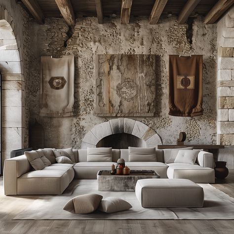 Medieval interior elements in stylish modern interiors #design  #architecture  #architect #luxury #interiordesign Medieval Modern Home, Medieval Interior Design, Medieval Interior, Medieval Modern, Medieval Home Decor, Interior Design Portfolio Layout, Foyer Wall, Interior Elements, Castles Interior