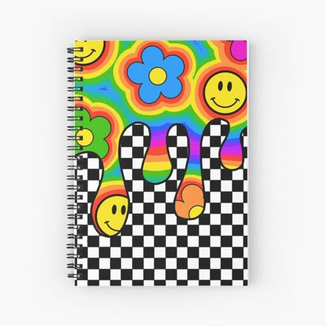 Rainbow Checkered Indie/Kidcore slime aesthetic spiral notebook. In amazing quality! • Millions of unique designs by independent artists. Find your thing. Things To Draw On Notebook Cover, Indie Things To Draw, Indie Notebook, Slime Aesthetic, Rainbow Checkered, Indie Kidcore, Rainbow Drawing, Notebook Spiral, Drawing Ideas List