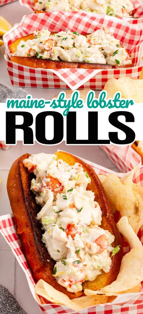 You don’t need to be a professional chef to easily create this legendary classic Maine-style Lobster Roll right in your own kitchen #Realhousemoms #lobsterroll #roll #lobster #mainelobster #butter #grilling #potluck #summertime #4thofJuly Maine Style, Lobster Roll Recipes, Cottagecore Recipes, Poached Lobster, Best Lobster Roll, Lobster Dishes, Lobster Salad, Yummy Seafood, How To Cook Lobster