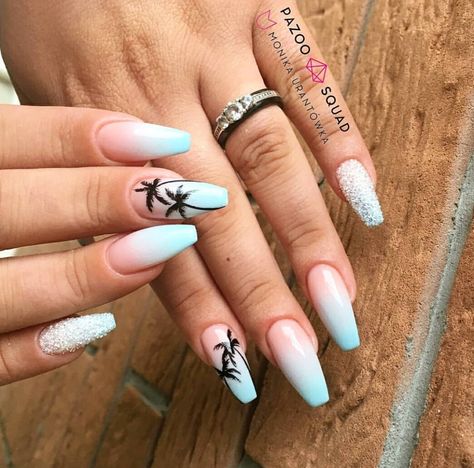 Tree Nail Designs, Nails Palm, Nailart Summer, Palm Tree Nails, Beach Nail Designs, Nail Lab, French Pedicure, Gel Pedicure, Tropical Nails