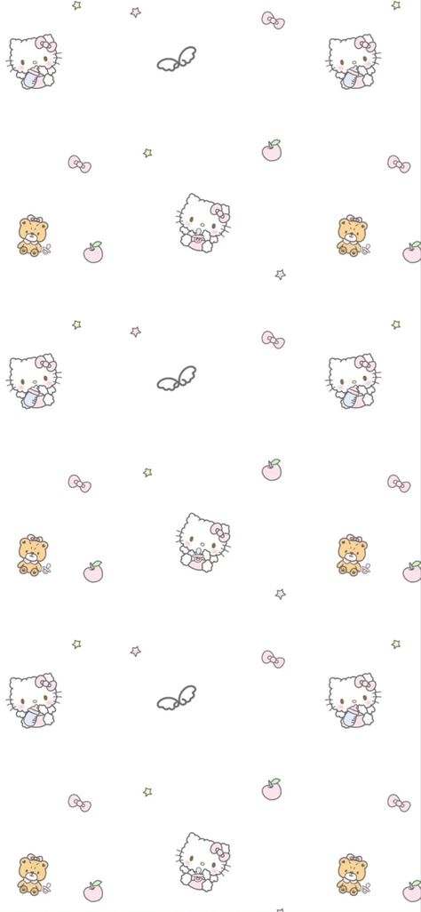 White Hello Kitty Wallpaper, Sanrio Background, Teddy Bear Wallpaper, Screen Lock, Hello Kitty Backgrounds, Sanrio Wallpaper, Iphone Wallpaper Themes, 背景 シンプル, Digital Painting Tutorials