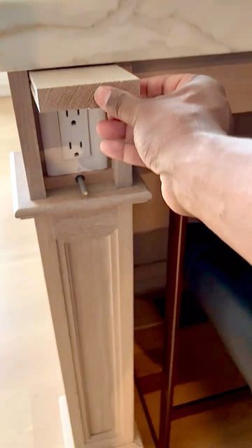 Village Handcrafted Cabinetry on Instagram: "Not a fan of visible outlets? Check this out!  How cool is this hidden outlet system that keeps your cabinetry looking flawless?  So sleek ✨  #HiddenOutlet #CabinetryInnovation #CustomCabinetry #SleekDesign" Counter Top Outlets, Kitchen Island Plugs Electrical Outlets, Hidden Cabinet In Wall, Outlet In Island, Kitchen Outlet Covers, Hidden Outlets In Kitchen, Hidden Plugs, Outlet Ideas, Hidden Outlet