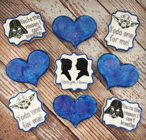 Star Wars Wedding Cookies, Star Wars Sugar Cookies, Disney Cruise Wedding, Star Wars Cookies, Valentine Cookie, Star Wars Valentines, Valentines Cookies, Valentine Sugar Cookies, Homemade Sugar Cookies