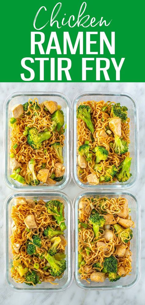 Stir Fry Lunch Meal Prep, Healthy Ramen Noodle Stir Fry, Nutrition By Michelle, Chicken Ramen Noodle Recipes Stir Fry, Healthy Ramen Meal Prep, Ramen Noodle Meal Prep, Healthy Japanese Meal Prep, Hot Meal Prep Lunch, Make Ahead Stir Fry