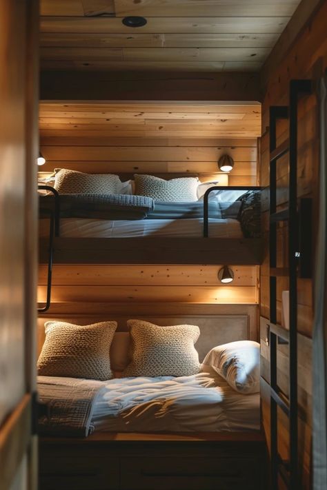 Cozy Small Cabin Bunk House Ideas for Your Retreat Small Log Cabin Interior Rustic Tiny Homes, Cabin Bunk Room Ideas, Bunkie Ideas Interiors Guest Cabin, Bunk House Ideas, Bunkhouse Ideas Guest Cabin, Cozy Small Cabin, Small Log Cabin Interior, Small Cabin Bedroom, Cabin Interiors Rustic