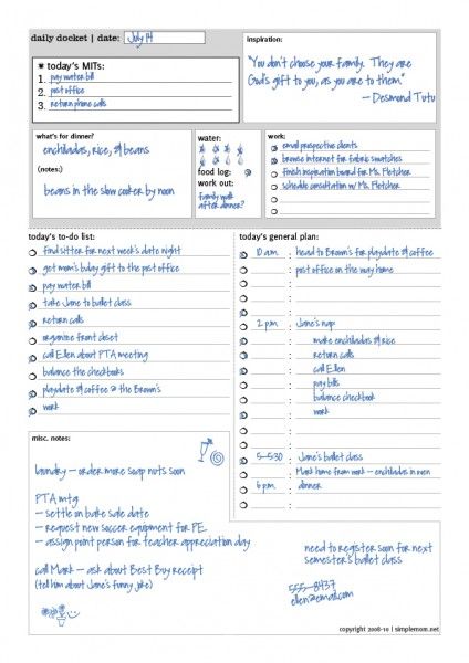 Daily docket from TheArtofSimple.net Daily Docket, Counseling Tools, Daily Planner Printables Free, Organizational Skills, Remarkable 2, To Do Planner, Home Management Binder, Daily Planners, Printables Free