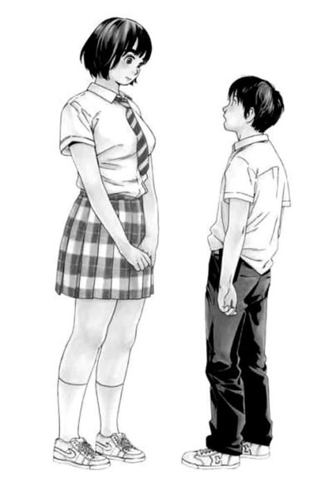 Big Guy Small Girl Reference, Big Guy Small Girl, Tall Girl Short Guy, Short Guy, Architecture Drawing Art, Female Anatomy, Guy Drawing, Tall Girl, Manga Drawing