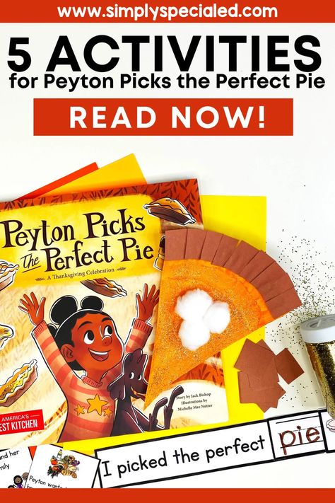 Have you read the picture book, Peyton Picks the Perfect Pie? Your elementary special education students will enjoy this as a Thanksgiving read aloud. I have created a book companion that includes a variety of differentiated special education activities. Students will be able to complete sequencing activities, a story map, vocabulary activities, and reading comprehension activities. There is also a visual craft for kids that is a pumpkin pie craft. Peyton Picks The Perfect Pie Activities, Pie Tasting Activity, Pumpkin Pie Activities, Special Ed Activities, Ed Activities, Pie Activities, Thanksgiving Activities For Elementary, November Read Alouds, Pumpkin Pie Craft