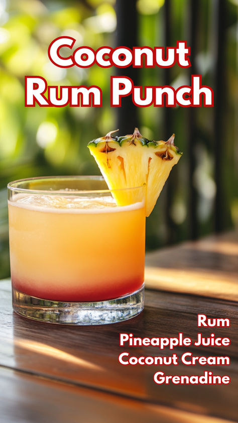 Coconut Rum Punch Coconut Rum Punch, Coconut Rum Punches, Rum Punch Cocktail, Coconut Rum Drinks, Christmas Drinks Alcohol Recipes, Alcoholic Punch Recipes, Rum Punch Recipes, Alcoholic Punch, Summer Drinks Alcohol