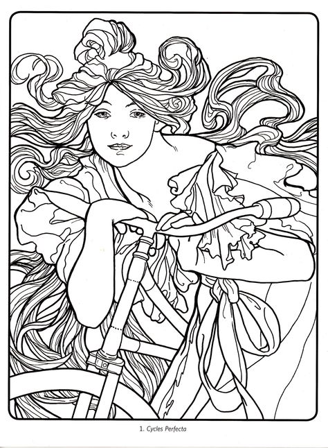 Art Deco - Alphonse Mucha 01 Art Nouveau Mucha, Illustration Art Nouveau, Alphonse Mucha Art, Alfons Mucha, Mucha Art, Art Nouveau Illustration, Illustration Vintage, Alphonse Mucha, Cute Coloring Pages