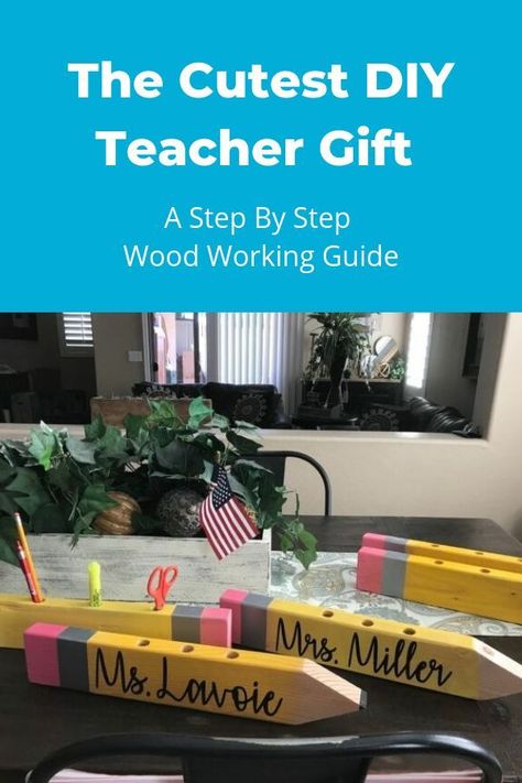 The perfect gift for the start or end of the school year. Your kid's teachers will love the sentiment and the use! diy | diy teachers | teacher decor | diy teachers | teacher appreciation | end of year gift | beginning of year gift | pencil organizer | wood working #ad Teacher Decor, Appreciation Gifts Diy, Teacher Appreciation Gifts Diy, Mother Daughter Projects, Cute Teacher Gifts, Beginning Of Year, Pencil Organizer, Teachers Diy, School Teacher Gifts