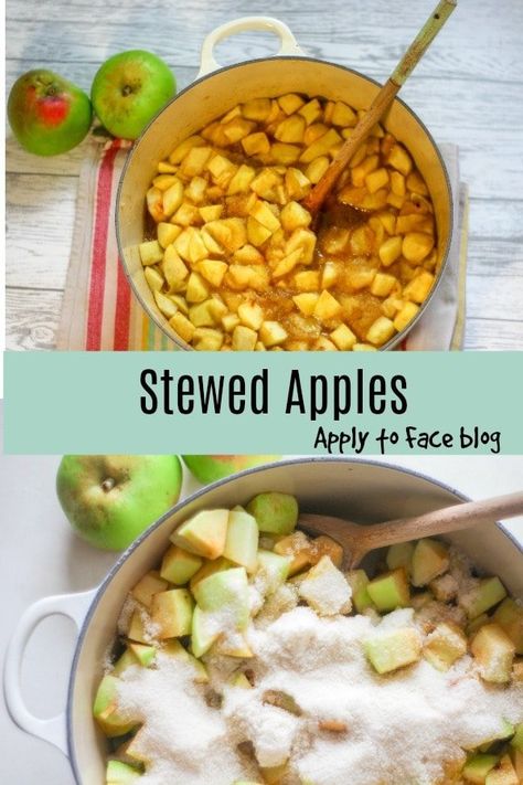 This recipe for Stewed Apples is comfort food in a big old saucepan. I make a vat of it and freeze it in batches to use for crumbles, pies, pancakes and pastries. It is just delicious and oh so versatile. #stewedapples #batchcooking #applytofaceblog #stewedfruit Stewed Apples Recipes, Stewed Apples Recipe, Easy Comfort Food Recipes, Stewed Apples, Apples Recipes, Recipes For Entertaining, Stewed Fruit, Apple Recipes Healthy, Sunday Lunches