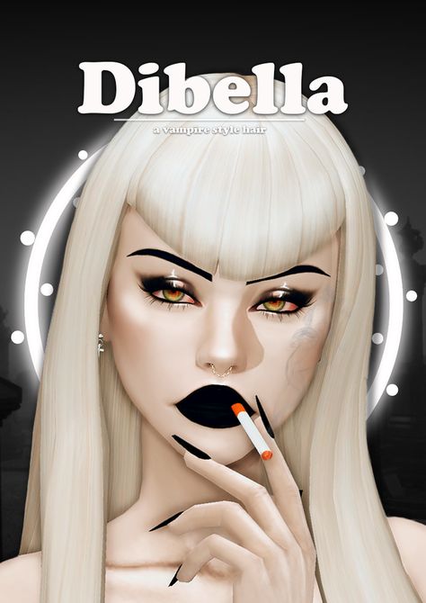 👻 DIBELLA - a vampire style hair 👻 | Lady Simmer on Patreon Sims 4 Mm Cc Goth, Sims Occult, Lady Simmer, Sims 4 Vampire Cc, Sims 4 Vampire, Sims 4 Cc Goth, Vampire Hair, Vampire Style, Sims 4 Cas Mods