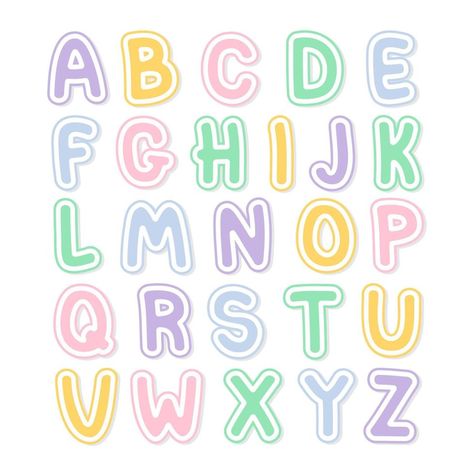 Cute Alphabet Letters, Bubble Letter Fonts, Font Bubble, Cute Alphabet, Hand Lettering Fonts, Lettering Alphabet Fonts, Creative Lettering, Graphic Design Fonts, Bubble Letters