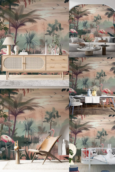 Tropical Flowers and Cranes Wallpaper, Floral Wall Mural, Living Room and Bedroom Mural Decor, Peel and Stick, Art Deco Wallpaper #3dpeelstickpapers #japanesewallpaper #cranebirdwallpaper #japanesecraneswall #asianwallpaper #pinkcranewallpaper #landscapemuralarts #craneswallpaper #pinkfloralmurals #twocraneswallpaper #japanesebirds #wallcranewallpaper #tropicalwallpaper Cranes Wallpaper, Bedroom Mural, Animal Wallpapers, Asian Wallpaper, Floral Wall Mural, Deco Wallpaper, Wallpaper Floral, Bedroom Murals, Stick Art