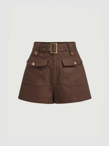 Search gorpcore | SHEIN USA Brown Shorts Women, Bermuda Shorts Outfit Women, Bermuda Shorts Outfit, Aso Ebi Dresses, Cargo Shorts Women, Cute Date Outfits, Short Pollera, Shorts With Belt, Shorts Outfits Women