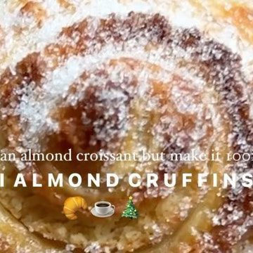 Mini Almond Cruffins, Almond Cruffins, Mini Cruffins, Cruffin Recipe, Almond Filling, Almond Desserts, Love Recipe, Grease 2, Puff Pastry Desserts