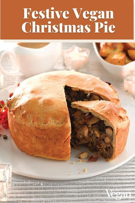 Vegan Christmas Pie, Chestnut Mushroom, Hot Water Crust Pastry, Ckd Diet, Mushroom Filling, Vegan Magazine, Vegetarian Roast, Vegan Christmas Dinner, Christmas Pie