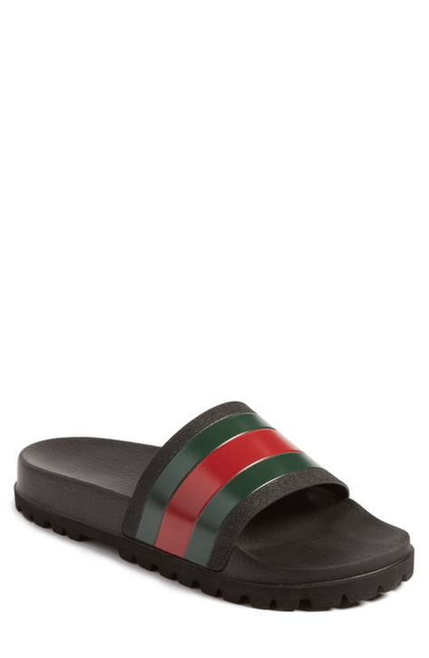 Gucci Mens Sandals, Exercise Shoes, Best Sandals For Men, Gucci Slide, Cool Slides, Gucci Slides, Gucci Sandals, Men Slides, Beautiful Sandals