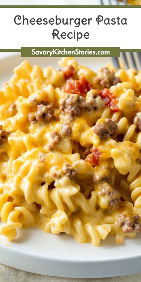 Satisfy your cravings with this mouthwatering Cheeseburger Pasta Recipe! Packed with flavors of juicy ground beef, melted cheese, and pasta, this dish is a hearty twist on traditional cheeseburgers. Perfect for busy nights, it’s a family favorite that showcases the best of ground beef recipes. Enjoy every bite! Easy Cheeseburger Pasta, Pasta Recipes Without Cheese, Week Night Dinners, Cheeseburger Pasta, Beef Pasta Recipes, Easy Burgers, Classic Burger, Ground Beef Pasta, Savory Recipe