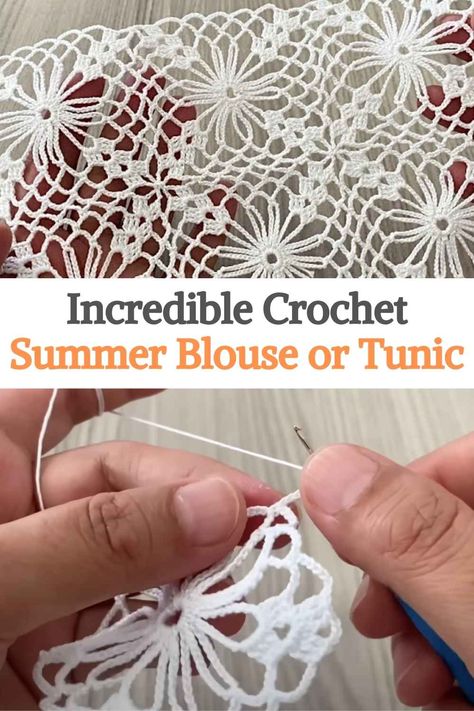 Flowy Crochet Top Pattern, Crochet Flower Cover Up, Summer Crochet Stitches, Crochet Thread Top, Knit Blouse Pattern Free, Quick Summer Crochet Projects, Crochet Floral Pattern, Crochet Summer Cover Up, Easy Crochet Lace Pattern