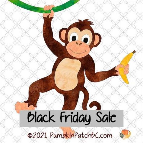 Black Friday Sale 2021 - Pumpkin Patch BC Monkey Quilt Block, Monkey Applique Pattern Free, Felt Patterns Free, Monkey Applique, Quilt Instructions, Monkey Pattern, Machine Embroidery Thread, Blue Jeans Crafts, Air Dry Clay Projects