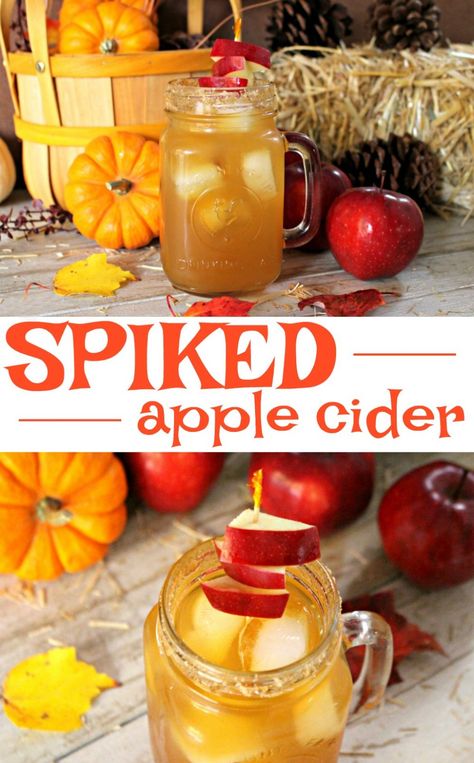 Spiked Apple Cider Cocktail Recipe! Check out this SUPER EASY spiked apple cider recipe with the flavors of cinnamon and apples - you'll love it! Easy Spiked Apple Cider, Spiked Apple Cider Punch, Spiked Cider Recipes, Apple Cider Punch Recipes, Spiked Apple Cider Recipe, Cider Drink Recipes, Spiced Apple Cider Recipe, Apple Cider Uses, Hot Apple Cider Recipe