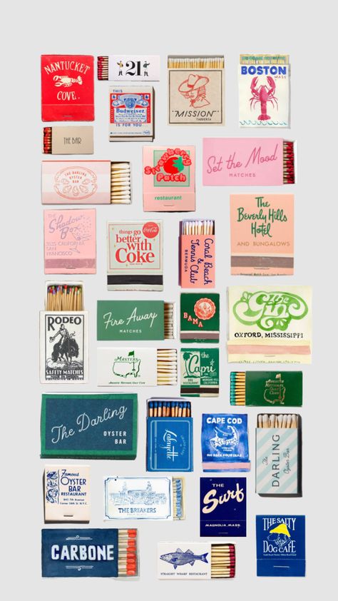 Matchbooks Graphic Design Styles, Matchbook Art, Small Business Packaging Ideas, Dorm Art, Matchbox Art, Print Collage, Holiday Packaging, New Poster, Art Accessories