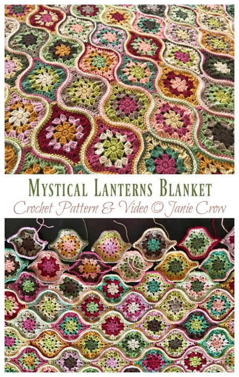 Mystical Lanterns Blanket Crochet Pattern [Video] - Crochet & Knitting Scrap Buster Crochet Blanket, Crochet Blanket Vintage, Crochet Snail, Modern Crochet Blanket, Crochet Bedspread Pattern, Blanket Crochet Pattern, Crochet Blanket Designs, Crochet Bedspread, Crochet Hexagon