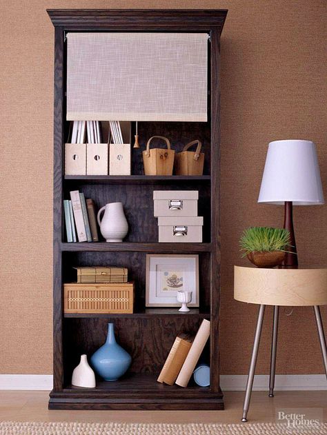 17 Clever Ways to Hide Clutter in Your Home Bookcase Makeover, Hidden Shelf, Mudroom Organization, Bookcase Diy, White Bookshelves, Organized Storage, Wood House, Bookshelves Diy, Gel Stain