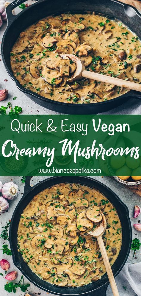 Vegan Mushroom Pasta, Mushroom Recipes Vegan, Vegan Mushroom Gravy, Creamy Vegan Pasta, Mushroom Sauce Recipe, Creamy Mushroom Pasta, Quick Easy Vegan, Mushroom Dish, Vegan Sauces