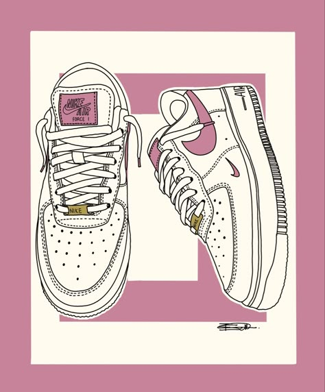 Nike Air Force 1 Drawing, Bubble Shoes, Basketball Artwork, Sneakers Illustration, Sneakers Drawing, Air Force 1 Outfit, Ancient History Facts, Shoes Illustration, Food Cartoon