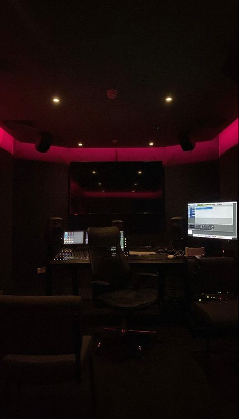 Dark Studio Aesthetic, Fl Studio Wallpaper, Black Music Studio, Music Room Aesthetic Dark, Fl Studio Aesthetic, Music Producers Aesthetic, Music Production Studio Aesthetic, Music Studio Room Luxury, Music Industry Aesthetic