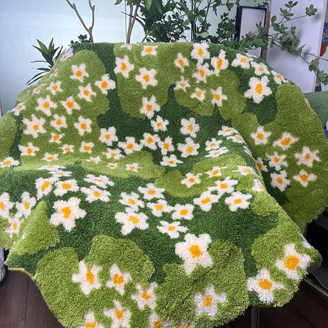 Moss Tufted Rug, Small Rugs In Bedroom Aesthetic, Grass Rug Bedroom, Mossy Rug, Lush Rugs, Moss Blanket, Irregular Rug, Cottagecore Baby, Hippie Rug