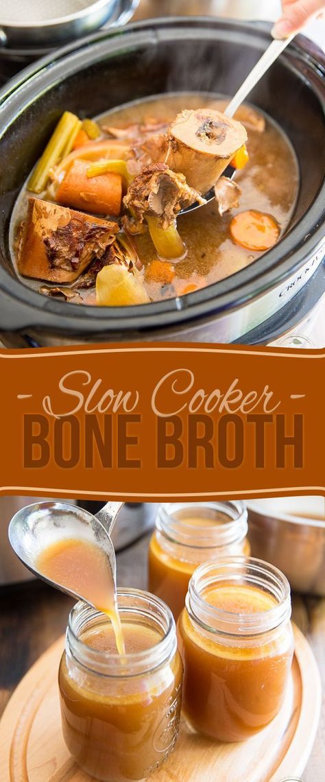 Slow Cooker Bone Broth, Homemade Bone Broth, Bone Broth Recipe, Beef Bone Broth, Beef Bones, Broth Recipes, Slow Cooker Beef, Bone Broth, Detox Smoothie