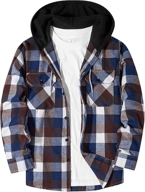 Make a statement with this fashionable fall outfit for men. Trendy, stylish, and perfect for the season. #MenFashion #FashionTrend #MyType Flannel Shirt Outfit, Flannel Hoodie, Plaid Hoodie, Shirt With Pocket, Hooded Flannel, Plaid Shirt Men, Shirts Long Sleeve, Mens Flannel Shirt, Flannel Jacket