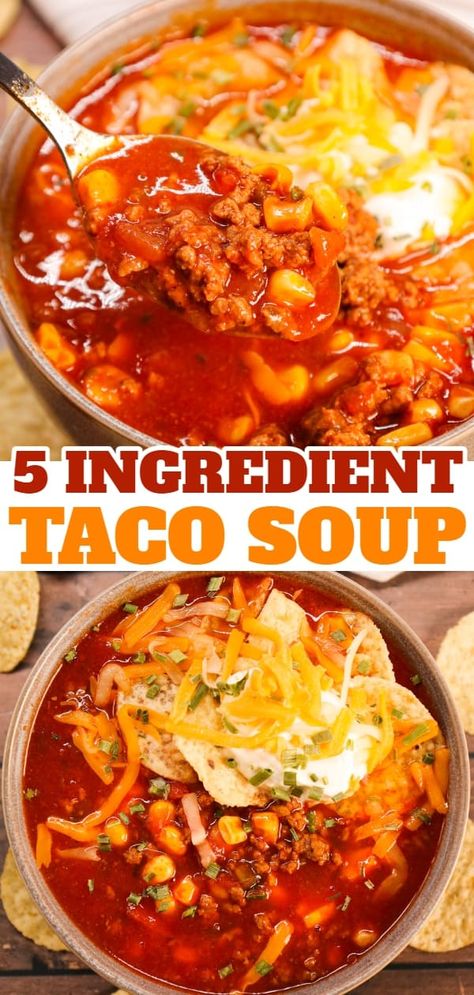 Taco Beef Soup Recipe, Taco Rice Soup Ground Beef, 5 Ingredient Taco Soup, Taco Soup Easy Simple, Beefy Taco Soup, Taco Soup Recipe Easy With Rotel, Leftover Taco Meat Soup, Easy Taco Soup Recipe Ground Beef, Crockpot Taco Soup Beef