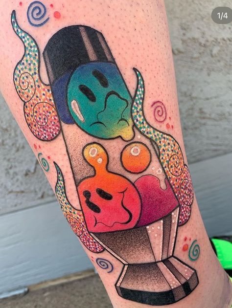 333 Tattoos, Hippy Tattoo, Lava Lamp Tattoo, Glitter Drawing, Smiley Face Tattoo, Lamp Tattoo, Virgo Taurus, Hippie Tattoo, Bright Tattoos