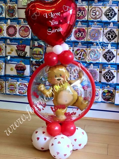 Valentines Balloons Valentines Balloons Decorations, Valentines Balloons Bouquet, Stuffed Balloons, Baby Shower Girl Diy, Balloon Gifts, Balloon Business, Balloon Bouquet Diy, Mothers Day Balloons, Deco Ballon