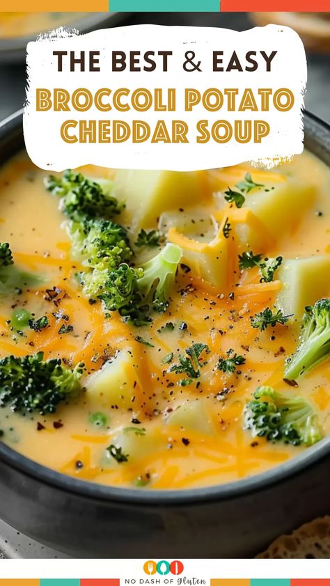 Looking for a cozy, easy soup recipe? This Comforting Broccoli Potato Cheddar Soup is perfect for cold days! With creamy Velveeta cheese, tender broccoli, and hearty potatoes, it’s an easy-to-make crockpot meal that your whole family will love. Pin now and enjoy the ultimate comfort food! Easy Spicy Broccoli Cheddar Potato Soup, Broccoli Potato Cheese Soup Crockpot Easy Recipes, Potatoe Broccoli Soup Crockpot, Easy Dinner Ideas With Potatoes, Cheesy Broccoli Soup With Velveeta, Broccoli Cheddar Soup With Velveeta, Broccoli Cheddar Potato Soup Crockpot, Broccoli And Cheddar Soup Crockpot, Crockpot Broccoli Potato Cheese Soup