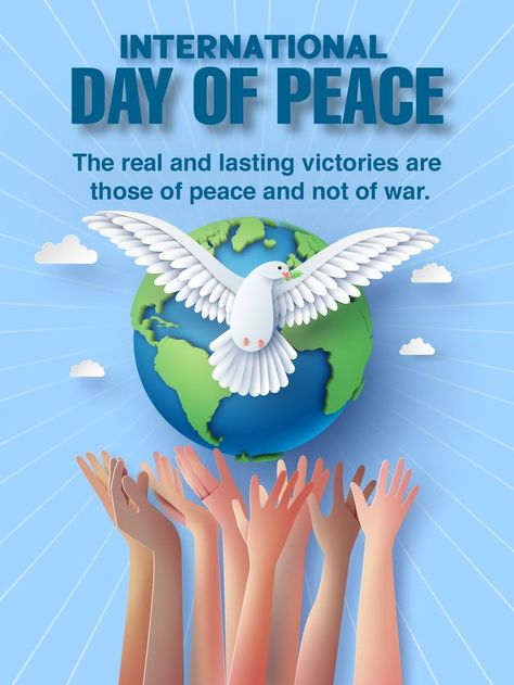 Each year the International Day of Peace is observed around the world on 21 September. The day is devoted to strengthening the ideals of peace, through observing 24 hours of non-violence and cease-fire. Hopefully with this day, the world can finally learn what peace really means. Let’s celebrate together and send this ecard to everyone. World Peace Day, Peace Day, Day Of Peace, Peace Poster, International Day Of Peace, Birthday Reminder, 21 September, Birthday Calendar, How He Loves Us