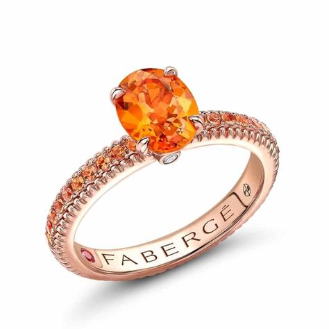 Rose Gold Spessartite Fluted Ring with Orange Sapphire Shoulders | Bradley's Jewellers York Yellow Sapphire Rings, Spessartite Garnet, Ruby Engagement Ring, Gemstone Engagement, Orange Sapphire, Emerald Engagement, Love Rose, Emerald Engagement Ring, Sapphire Engagement