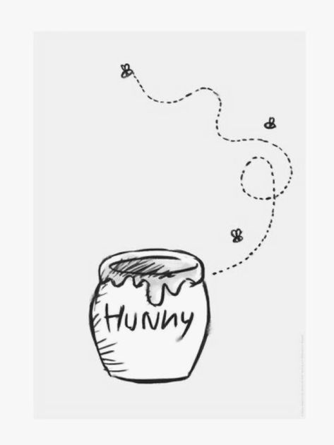 Hunny Pot Winnie The Pooh Tattoo, Subtle Winnie The Pooh Tattoo, Honey Pot And Bee Tattoo, Honey Jar Tattoo Winnie The Pooh, Pot Of Honey Tattoo, Honey Stick Tattoo, Hunny Pot Tattoo, Honey Pot Tattoo Simple, Winnie The Pooh Honey Pot Tattoo