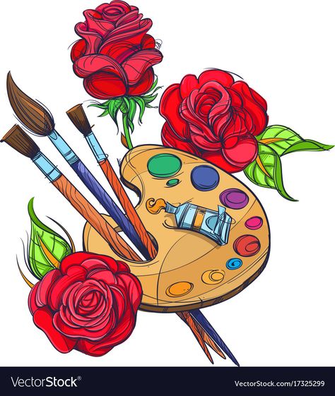 Drawings About Art, Drawing Of Paint Palette, Paint Brush And Palette Drawing, Artist Palette Drawing, Paint Palette Drawing Simple, Illustration Drawing Ideas, Illustrator Drawing Vector, Arts And Crafts Drawing, Art Logos Ideas