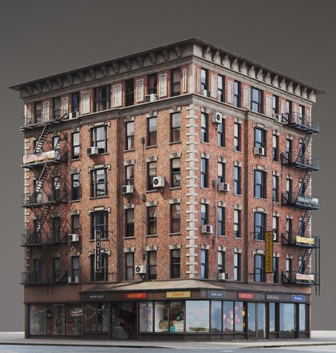 ArtStation - New York style buildings .08, Robert Filipowicz Paper Models House, New York Projects, New York City Buildings, Loft House Design, Gangs Of New York, New York Buildings, Architecture Drawing Plan, Model City, House Plans Mansion