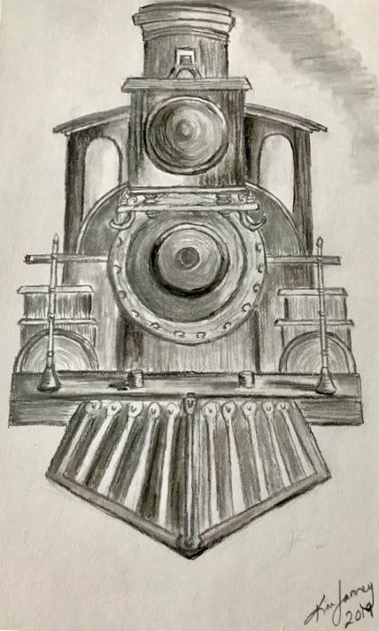 Old Steam Engine - Blue Oakley Art Steam Engine Drawing, Train Engine Drawing, Old Train Drawing, Old Trains Steam Locomotive, Steam Train Drawing, March Tattoos, Old Train Pictures, Mosquito Drawing, Monochrome Pictures