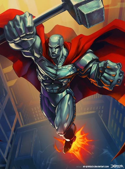 Steel. by el-grimlock Steel Dc Comics, Steel Dc, Comic Superman, Black Heroes, Superman Artwork, Sneak Attack, Superman Family, Dc Comics Heroes, Superman Art