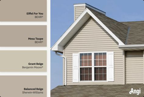 7 Stand-Out Beige Tan Exterior House Colors Beige Black And White House Exterior, Tan House With Wood Accents, Light Tan Roof House Colors, Beige House Garage Door Color, Neutral Stucco Exterior Colors, Cream Colour House Exterior, Beige Render Exterior, Desert Sand Siding House, Beige House Paint Exterior